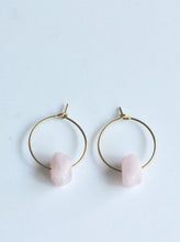 Load image into Gallery viewer, Petite Rose Quartz Hoops - Foundry &amp; Co
