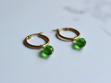 Load image into Gallery viewer, Greer Peridot Green Crystal Hoops - Foundry &amp; Co
