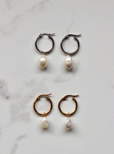 Load image into Gallery viewer, Ariel Pearl Hoops - Foundry &amp; Co
