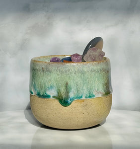 Pineapple Mango - Violet/Green Drip Ceramic Candle