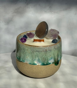 Pineapple Mango - Violet/Green Drip Ceramic Candle