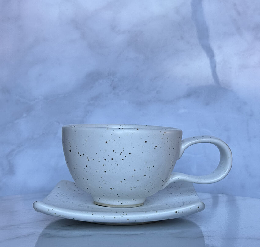 Custom Candle – White Speckled Coffee Set 200ml