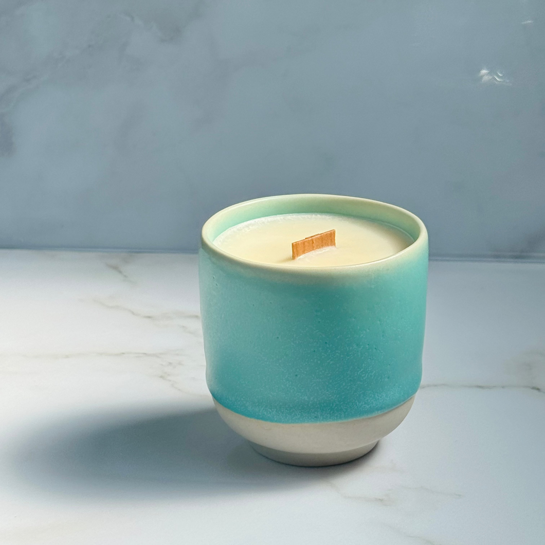 Turquoise Blue Cup Candle - Different Scents