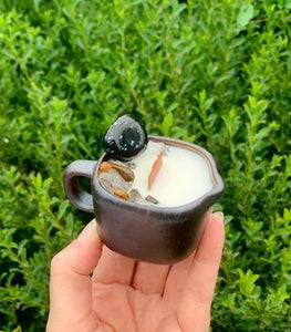 Rustic Tiny Milk Jug Pottery Candle