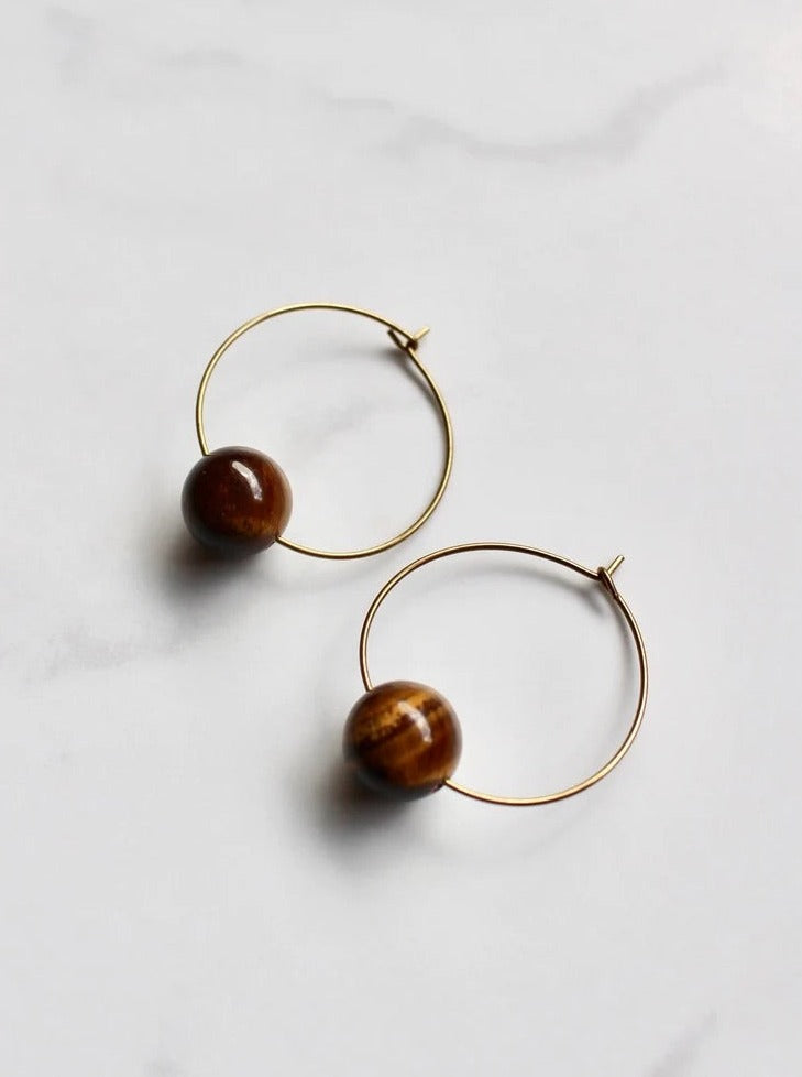 Rya Tigers Eye Hoops - Foundry & Co