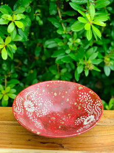 Fire Red Hand Painted Bowl