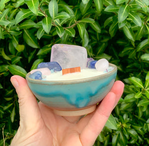 Fairy Floss - Turquoise Pottery Bowl Candle