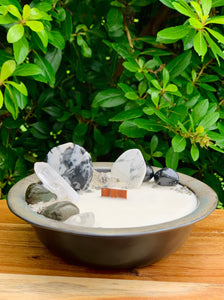 Pohutukawa - Black & Silver Pottery Bowl Candle