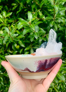 Snowdrop Blossoms - Moon White Waterfall Pottery Bowl Candle