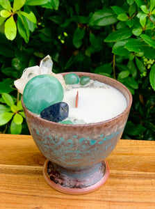 Lychee & Black Tea - Turquoise Plum Pottery Candle