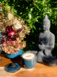Lychee & Black Tea - Ocean Blue Pottery Jar Candle