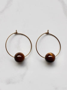 Rya Tigers Eye Hoops - Foundry & Co