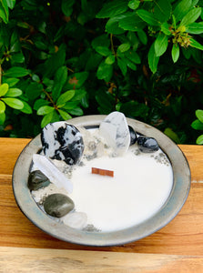 Pohutukawa - Black & Silver Pottery Bowl Candle