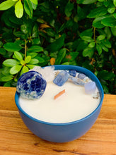 Load image into Gallery viewer, Mango &amp; Papaya - Navy Blue Pottery Bowl Candle
