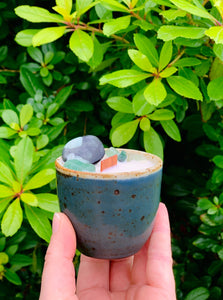 Deep Blue Natural Speckle Tea Cup Candle - Different Scents