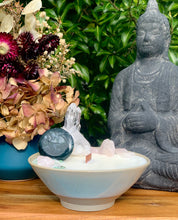 Load image into Gallery viewer, Snowdrop Blossoms - Moon White Waterfall Pottery Bowl Candle
