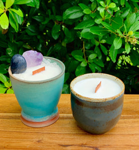 Deep Blue Natural Speckle Tea Cup Candle - Different Scents